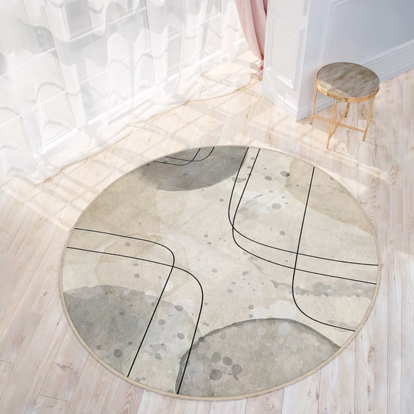 Bézs mosható kerek szőnyeg ø 80 cm Simple Lines – Mila Home-image-3