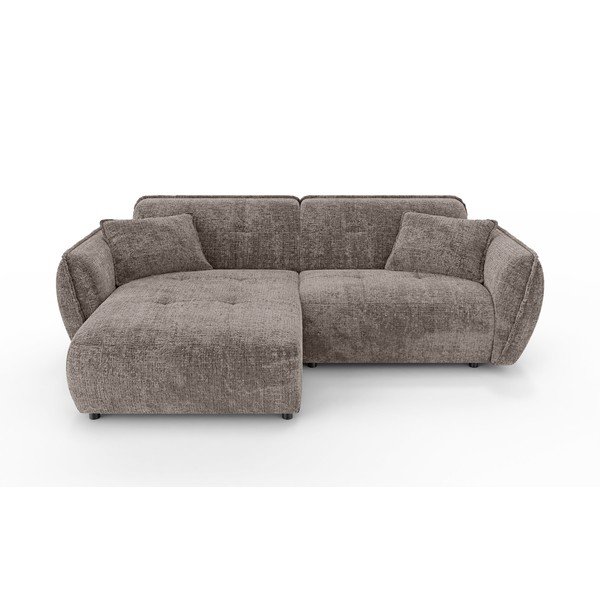 Szürkésbarna zsenília sarokkanapé (bal oldali-heverő résszel) Nelia – Ropez