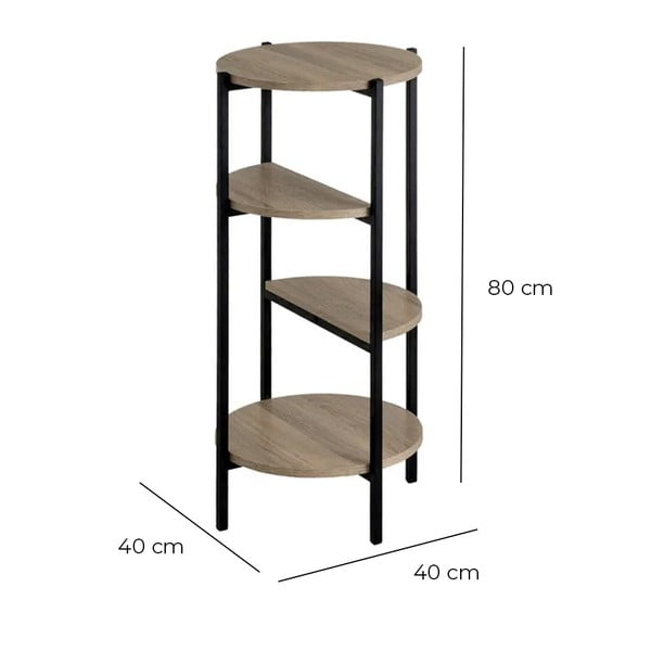 Fekete-natúr színű polcos állvány tölgyfa dekorral 40x80 cm – Casa Selección-image-4