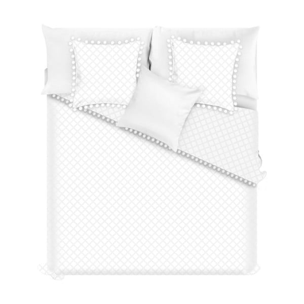 Pompoon fehér ágytakaró, 160 x 220 cm - Slowdeco