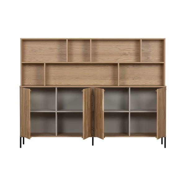 Natúr színű könyvespolc tölgyfa dekorral 200x150x44 cm Gravure – WOOOD-image-2