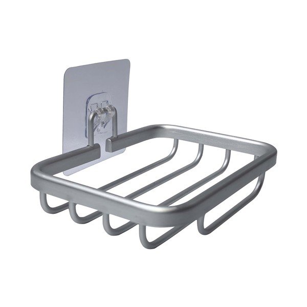 Fényes ezüstszínű öntapadós fém szappantartó Filaire Aluminium – douceur d'intérieur-image-1