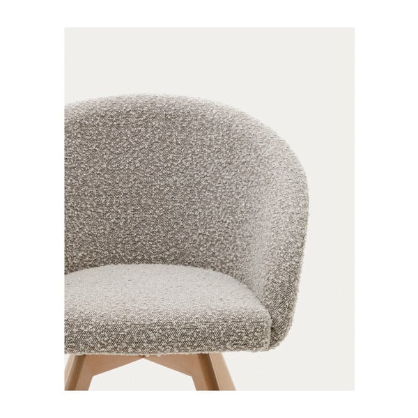 Szürke kárpitozott karfás étkezőfotel Marvin – Kave Home-image-2