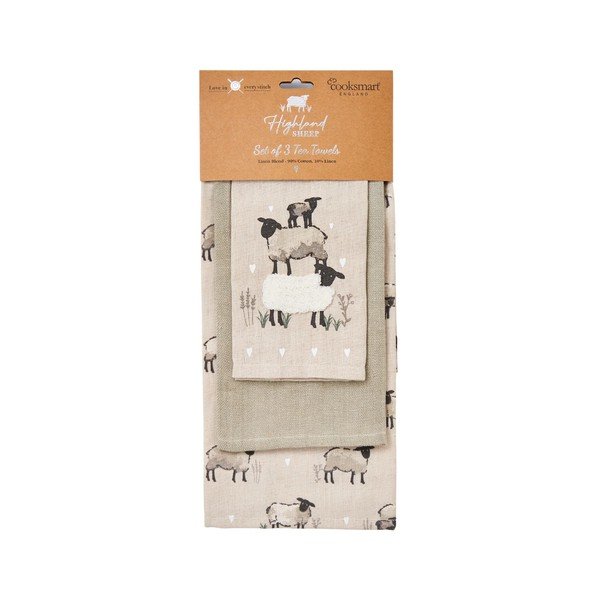 Lenkeverék konyharuha szett 3 db-os 45x65 cm Highland Sheep – Cooksmart ®