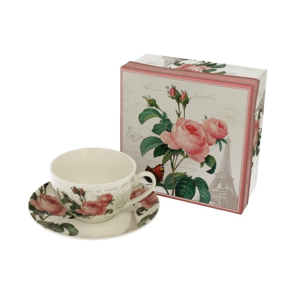 Rose porcelán bögre alátéttel, 250 ml - Duo Gift