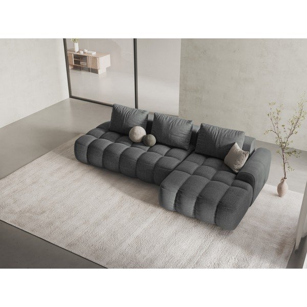 Szürke kinyitható-tárolóhelyes sarokkanapé (jobb oldali-heverő résszel) Linz – Cosmopolitan Design-image-1