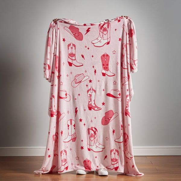 Rózsaszín mikroplüss ágytakaró 200x240 cm Cowgirl Boot – Sassy B-image-4