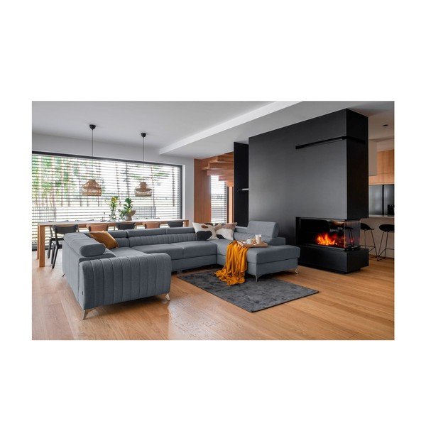 Kék kinyitható-tárolóhelyes sarokkanapé (jobb oldali-U alakú) Louis – ELTAP-image-1