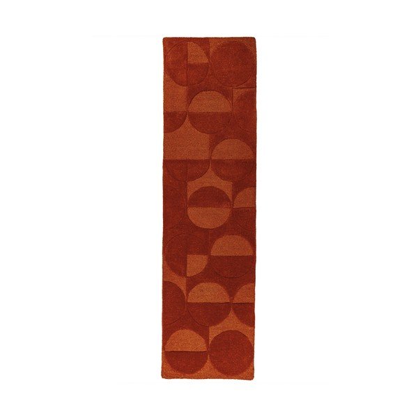 Terrakotta színű kézi szövésű gyapjú futószőnyeg 60x230 cm Gigi – Flair Rugs