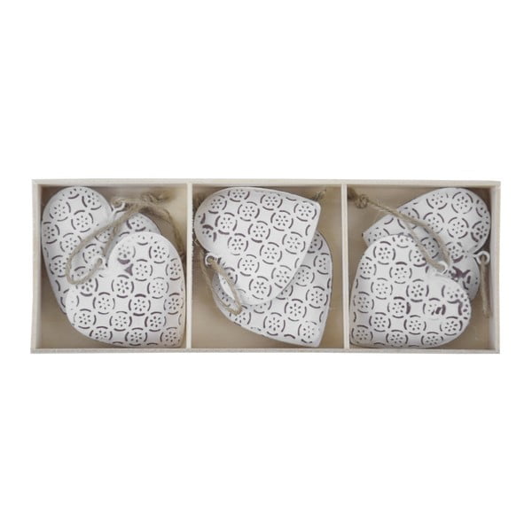 White 6 db szívalakú függő dekoráció, dobozban - Ego Dekor