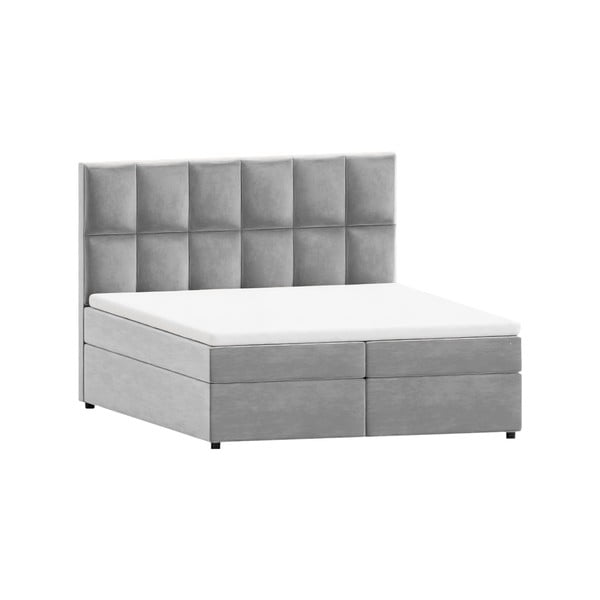 Világosszürke ágyneműtartós boxspring ágy 200x200 cm Flip – Ropez