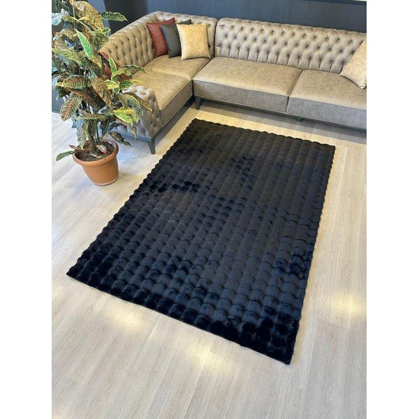 Fekete mosható szőnyeg 150x230 cm Bubble Black – Mila Home-image-3