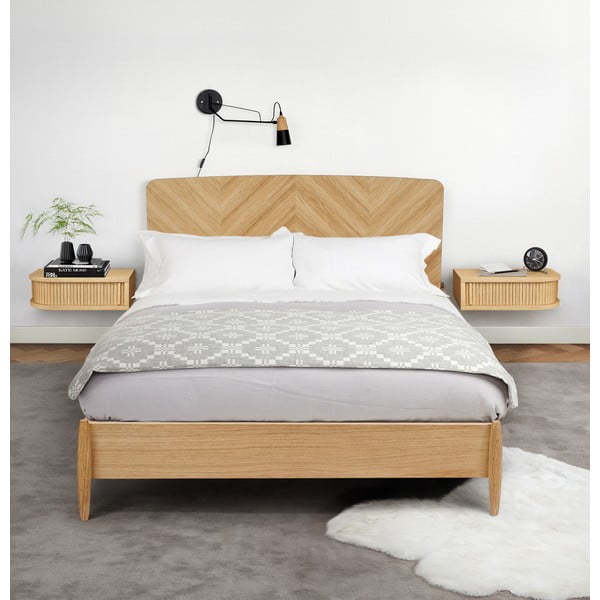 Natúr színű éjjeliszekrény tölgyfa dekorral Farsta – Woodman-image-1