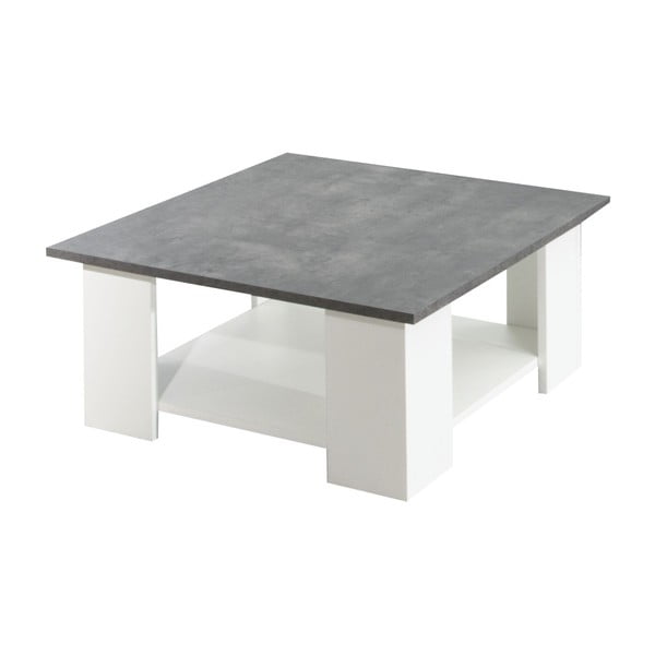 Square fehér konferencia asztal beton dekoros lappal, 67 x 67 cm - Symbiosis