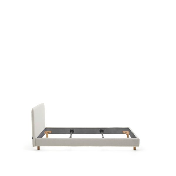 Szürke kárpitozott franciaágy ágyrács nélkül 160x200 cm Valma – Kave Home-image-3