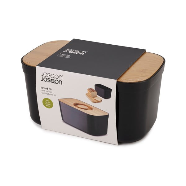 Bin fekete kenyértartó, fa tetővel - Joseph Joseph-image-4