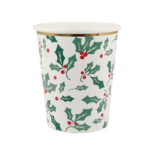 Egyszer használatos papírpohár készlet 8 db-os Holly Pattern – Meri Meri