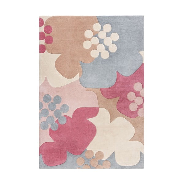 Retro Floral szürke-rózsaszín szőnyeg, 120 x 170 cm - Flair Rugs