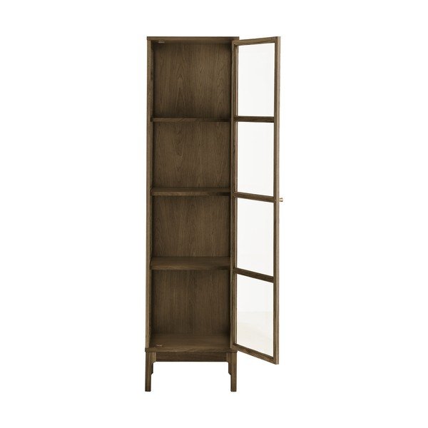Sötétbarna tálalószekrény tölgyfa dekorral 47x180x40 cm Zamora – House Nordic-image-4