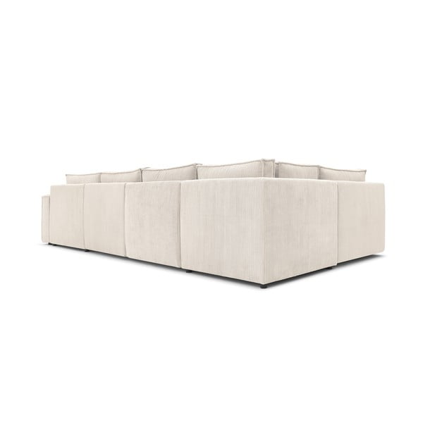 Krémszínű kordbársony sarokkanapé (bal oldali-"U" alakú) Nihad modular – Bobochic Paris-image-4