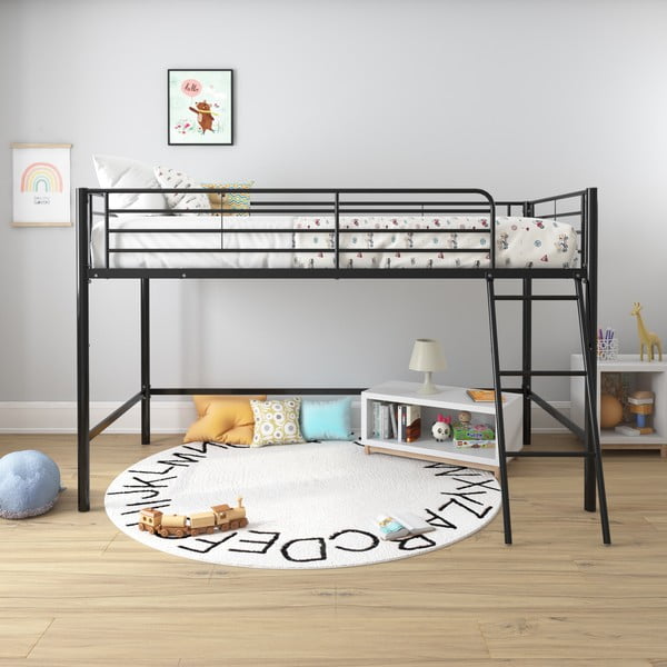 Fekete magasított gyerekágy 90x200 cm Jodie – Støraa-image-1