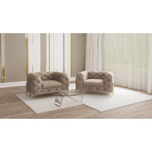 Szürkésbézs bársony fotel Chelsea Bis – Ropez-image-1