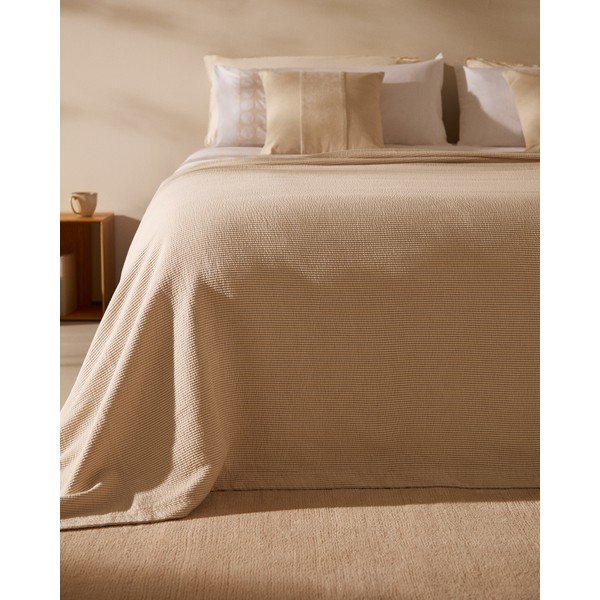Bézs pamut ágytakaró 240x260 cm Bedar – Kave Home-image-1