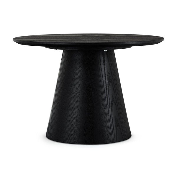 Fekete dohányzóasztal tölgyfa dekorral ø 60 cm Tango – Furnhouse-image-2