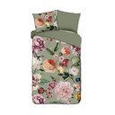 Zöld egyszemélyes-hosszabbított pamut-szatén ágyneműhuzat 140x220 cm Fiori – Descanso