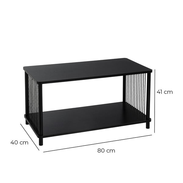 Fekete dohányzóasztal 40x80 cm Manila – Casa Selección-image-2