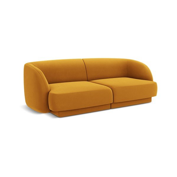 Mustársárga bársony kanapé 184 cm Miley  – Micadoni Home-image-2