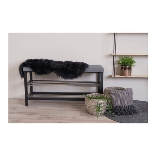 Fekete szintetikus szőrme szőnyeg 50x85 cm – House Nordic-image-1