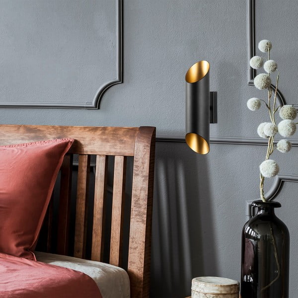 Fekete-aranyszínű fali lámpa ø 8 cm Cut – Opviq lights-image-3