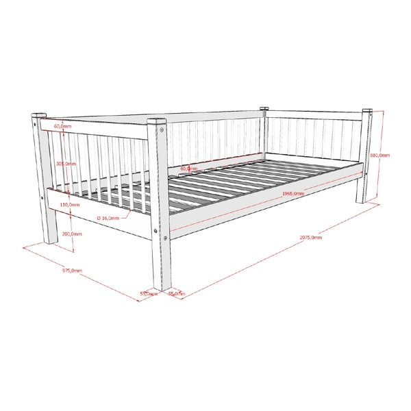 Fehér bükkfa gyerekágy 90x200 cm Forrest – Vipack-image-2