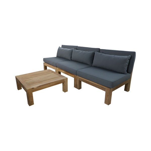 Szürke kerti háromszemélyes teakfa ülőgarnitúra Aruba - HSM collection-image-1
