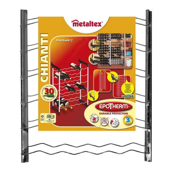 Szürke fém bortartó polcos állvány, palackok száma 30 Chianti – Metaltex-image-3
