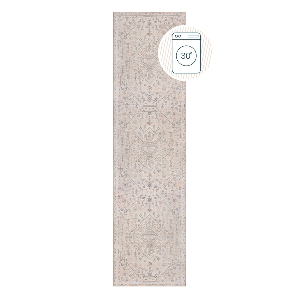 Krémszínű mosható futószőnyeg 60x230 cm Teo Traditional – Flair Rugs