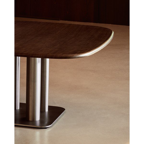Étkezőasztal diófa dekorral 150x150 cm Melvar – Kave Home-image-3