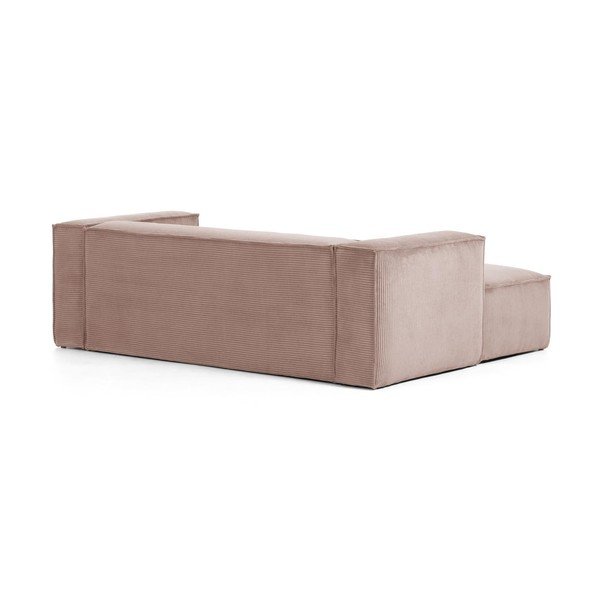 Világos rózsaszín kordbársony sarokkanapé (bal oldali) Blok – Kave Home-image-3