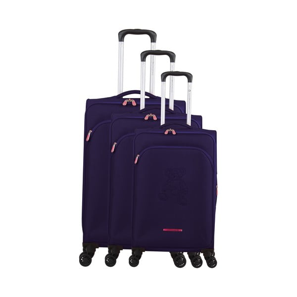 Emilia 3 db lila gurulós bőrönd - Lulucastagnette