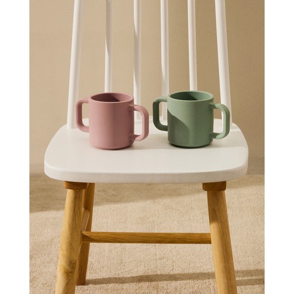 Világos rózsaszín-türkiz szilikon gyerek bögre szett 2 db-os Lili – Kave Home-image-1