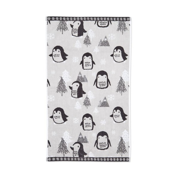 Világosszürke pamut törölköző 50x85 cm Cosy Penguin – Catherine Lansfield