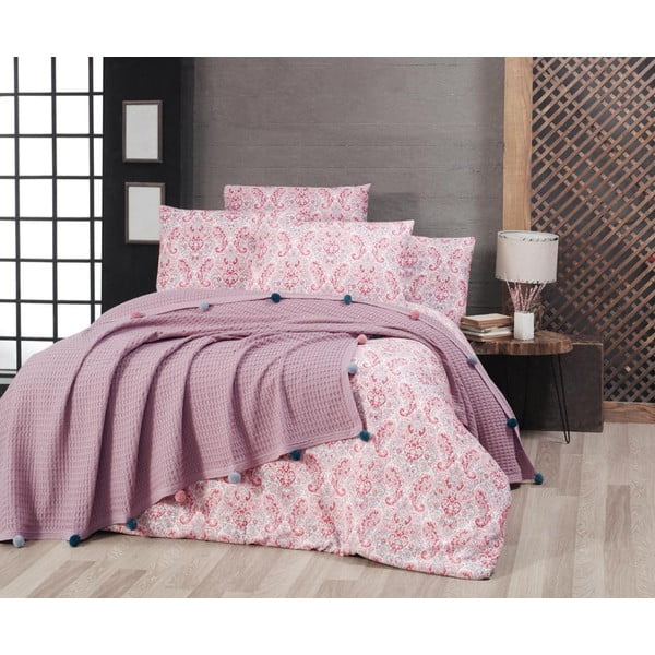 Világos rózsaszín egyszemélyes pamut ágytakaró 160x240 cm – Mila Home