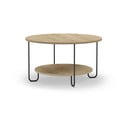 Natúr színű kerek dohányzóasztal tölgyfa dekoros asztallappal ø 80 cm Tonka – Marckeric