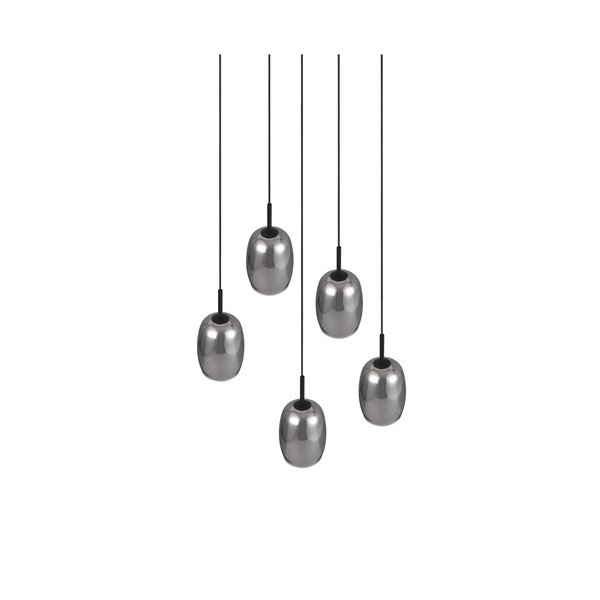 Fekete-ezüstszínű függőlámpa üveg búrával ø 48 cm Barret – Trio Select-image-1