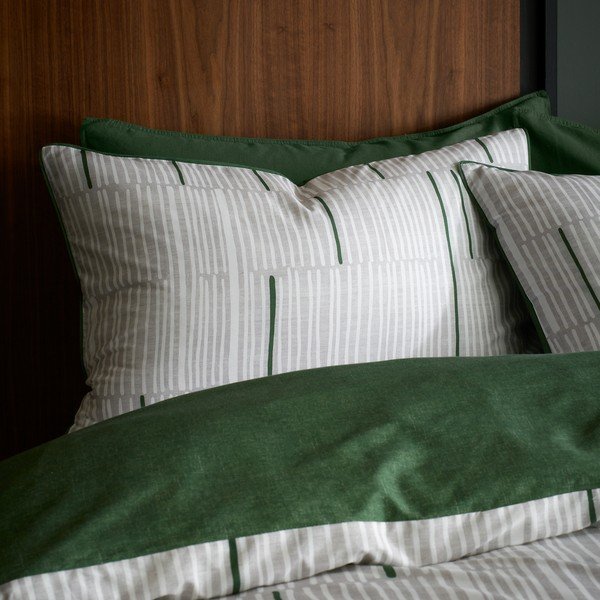 Zöld-szürke egyszemélyes pamut ágyneműhuzat 135x200 cm Camden Stripe – Content by Terence Conran-image-1