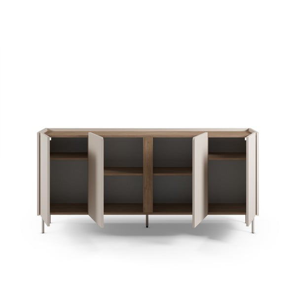 Krémszínű-natúr színű komód tölgyfa dekorral 180x82x40 cm Lucile – Marckeric-image-3