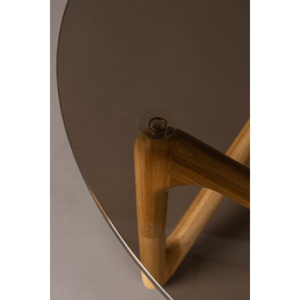 Natúr színű kerek dohányzóasztal üveg asztallappal ø 80 cm Naia – Dutchbone-image-2