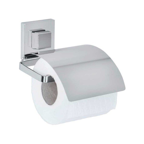 Fényes ezüstszínű öntapadós műanyag fürdőszobai kiegészítő szett Quadro – Wenko-image-4