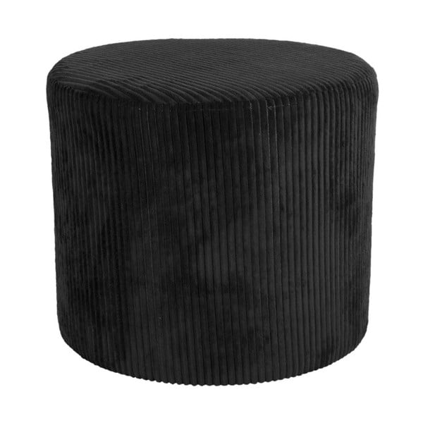 Glam fekete kordbársony puff, ⌀ 47 cm - Leitmotiv